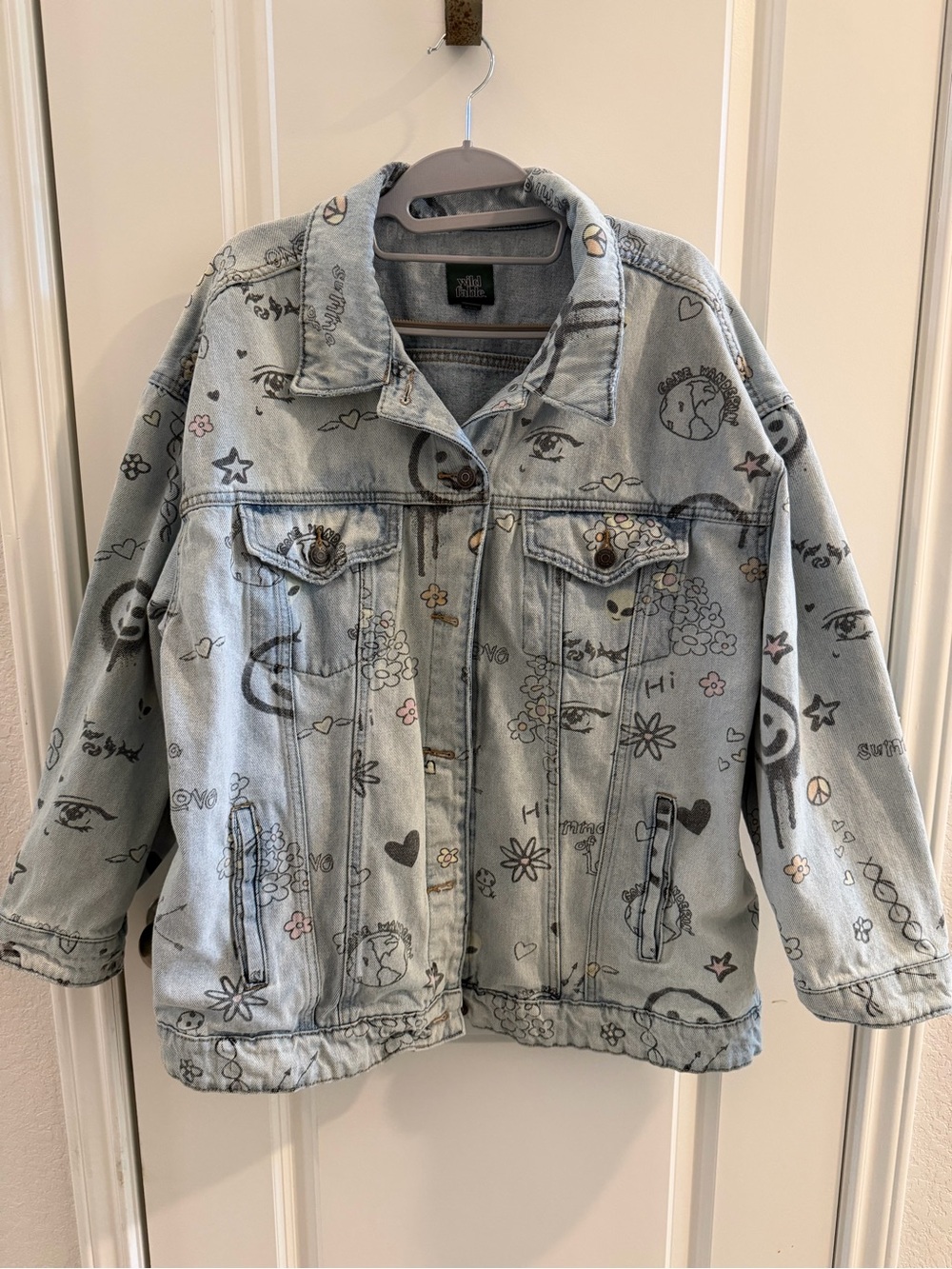 Wild fable light blue denim jacket with dark green label